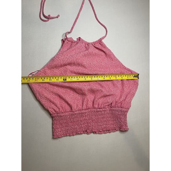 Sienna Sky Women's Hot Pink Halter Crop Top Size Small Tie Neck Sleeveless - Picture 3 of 5